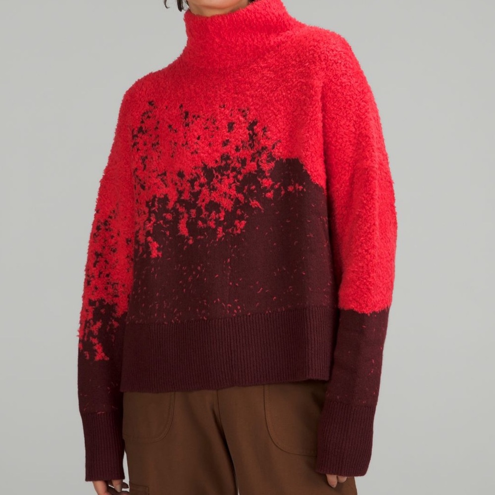 403. Lululemon ombré knit texture turtleneck size 6 in red merlot/carnation red - Picture 1 of 5
